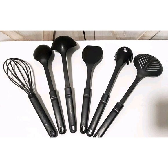 Calphalon Nylon Cooking Utensils Black Gray Set of 6 Heat Up To 400 Degrees - Picture 6 of 6